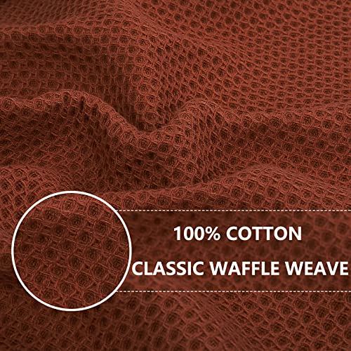Homaxy 100 Cotton Waffle Weave Kitchen Dish Towels Ultra Soft Absorbent Quick Drying Cleaning Towel 13 x 28 Inches 6Pack Rust - Image 3