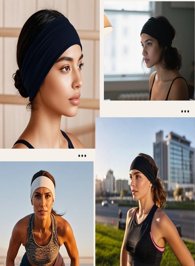 RJMBMUP 6 PCS Extra Wide Headbands for Women Cotton Non Slip Hair Bands Sweat Thick Headband Sport Hair Accessories Multi Color - Image 5
