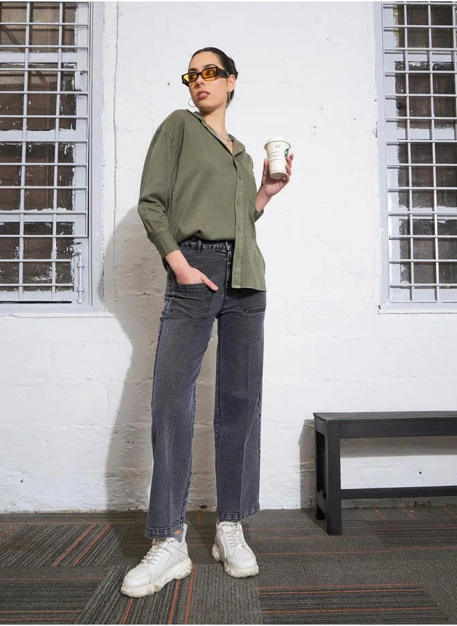 SASSAFRAS Washed Patch Pocket Straight Jeans by Styli