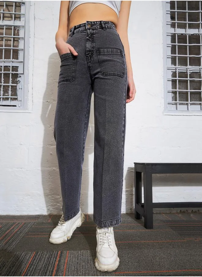 SASSAFRAS Washed Patch Pocket Straight Jeans by Styli