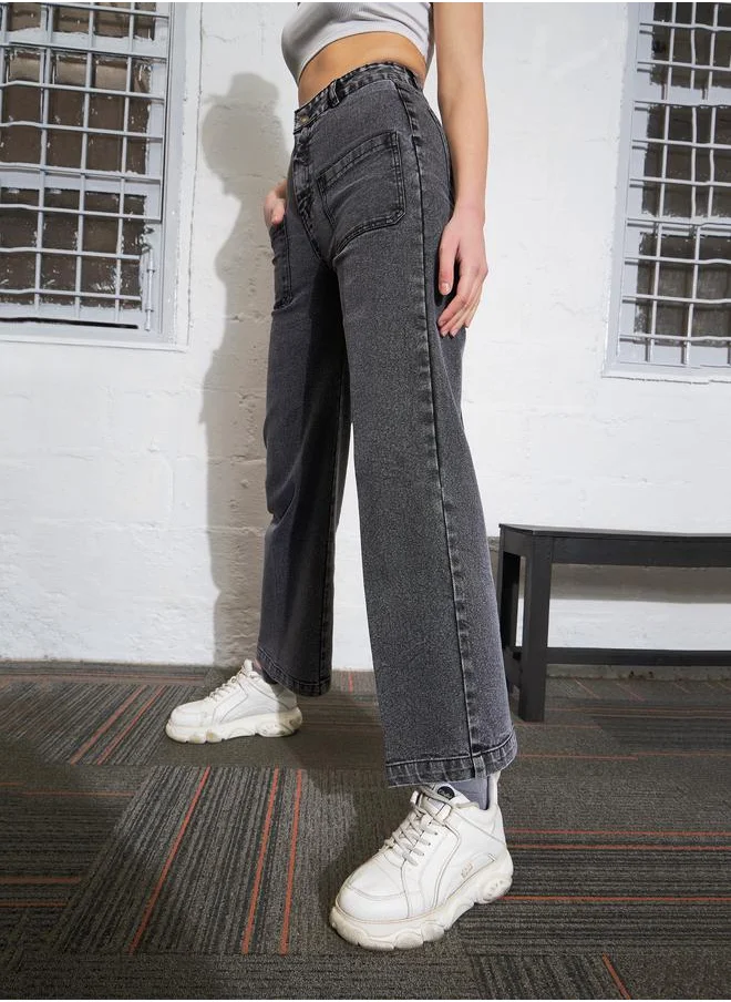 SASSAFRAS Washed Patch Pocket Straight Jeans by Styli