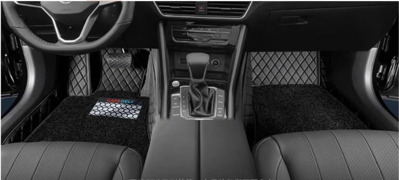 capdell CAPEDELL 7D Premium Car Floor Mat Compatible with Mahindra 3Xo||Luxury Leather Double Layered Mat||Set of 3pcs||Waterproof and Washable||Colour:-Black with Black(Black Grass) - Image 1