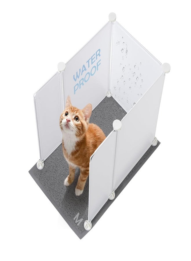 MEEXPAWS Cat Litter Box Enclosure, Splash Guard High Walls with Litter Mat - Image 1