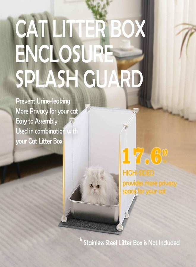 MEEXPAWS Cat Litter Box Enclosure, Splash Guard High Walls with Litter Mat - Image 2