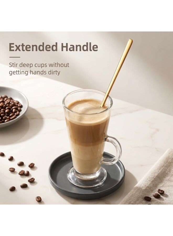 6-Piece Gold Stainless Steel Long Handle Coffee Spoon Set for Dessert and Stirring - Image 3
