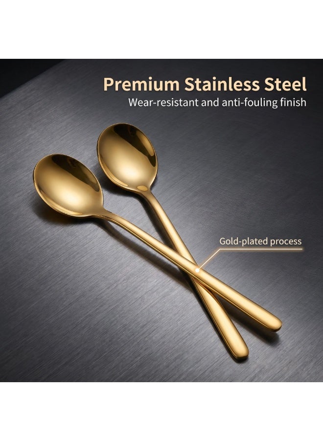 6-Piece Gold Stainless Steel Long Handle Coffee Spoon Set for Dessert and Stirring - Image 5