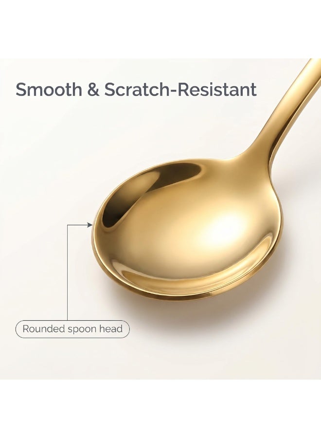 6-Piece Gold Stainless Steel Long Handle Coffee Spoon Set for Dessert and Stirring - Image 4