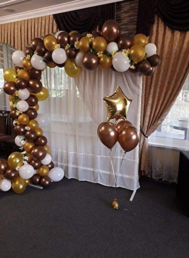 بالونات TRISHRA Party Products ذات اللمسة المعدنية عالية الوضوح لتزيين حفلات أعياد الميلاد/الذكرى السنوية، عبوة من 60 بالونًا باللون البني والذهبي والأبيض