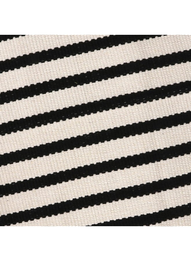 LEEVAN Black and White Striped Outdoor Area Rug 4x6 ft Patio Rugs Washable Woven Cotton Boho Living Room Rug Farmhouse Collection Large Floor Carpet for Courtyard/Bedroom - Image 5