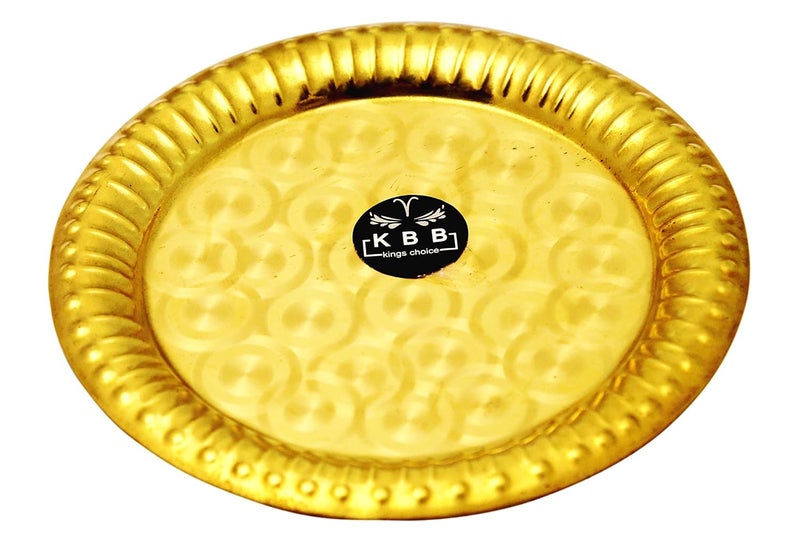 KBB Brass Pooja Plate Lehar Design Puja Plate 10 Inch - Image 1