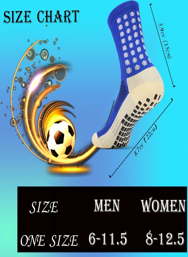Jerucars Men's Socks Soccer Non Skid Ball Anti Slip Non Slip Pads for Football Basketball Sports Socks,3 Pair blue*3 - Image 4