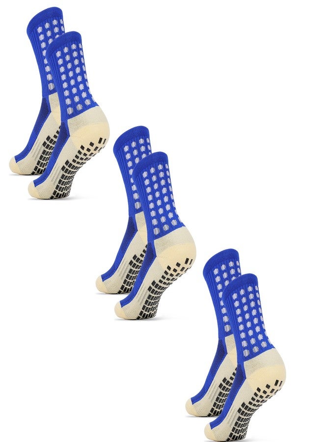 Jerucars Men's Socks Soccer Non Skid Ball Anti Slip Non Slip Pads for Football Basketball Sports Socks,3 Pair blue*3 - Image 1