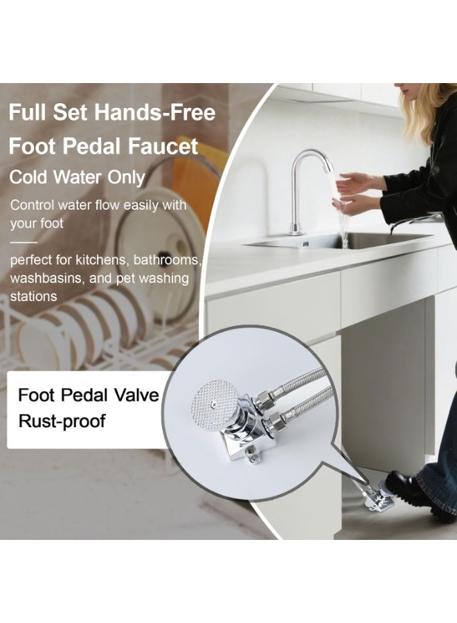 Biella Pedestal Hands Free Foot Pedal Faucet Set Floor Mount Foot Control Tap Single Pedal Switch Valve Stainless Steel Foot Operated Tap for Bathrooms, Kitchen,Salons, Clinics & Labs - Image 5