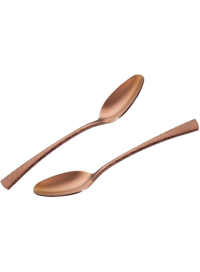 BERAM Stainless Steel Dining Table Spoon 2 Pc Copper-Plated Flatware with Mermaid Engraved Handle Modern Durable Elegant Premium Spoon for Daily Use Home Restaurant & Café