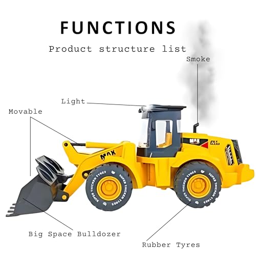 Crackles Jumbo Bulldozer Toy – Big Size Friction Powered Construction Vehicle with Lights, Sounds, Real Smoke Effect & Moving Parts | Heavy Duty Bulldozer Tractor Toy Truck for Boys Age 3-12 - Image 2