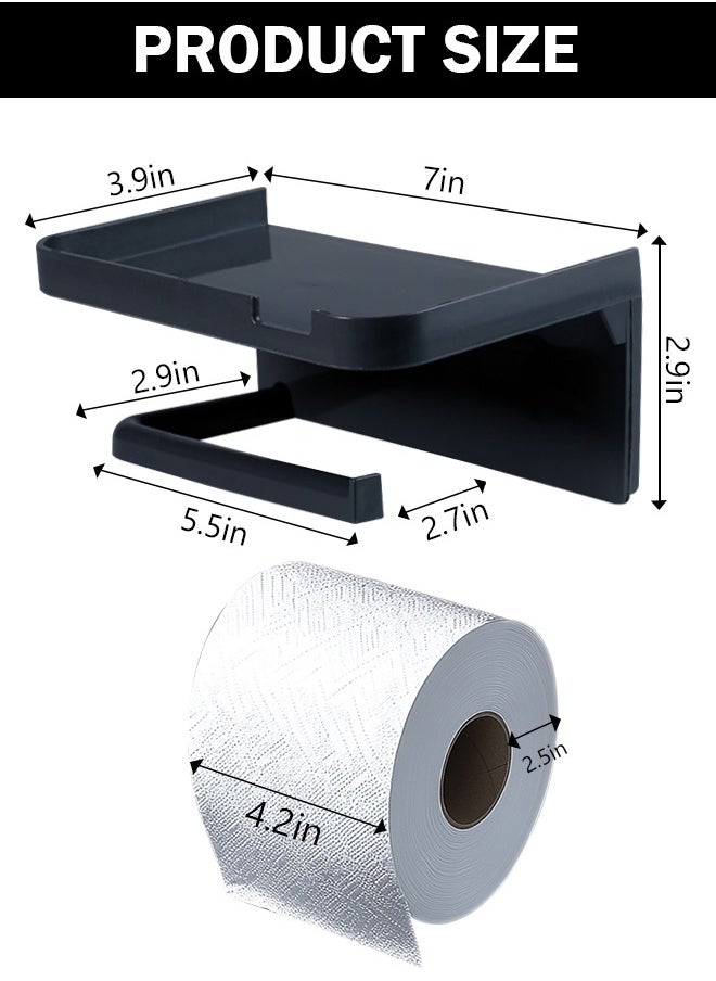 Multifunctional Toilet Paper Holder | Tissue Holder for Bathroom | With Shelf, Phone Holder, Watch and Accessories Tray | Wall-Mounted | Space-Saving Organizer