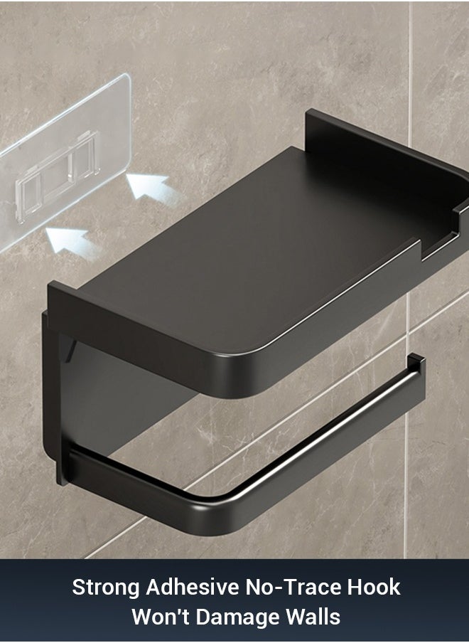 Multifunctional Toilet Paper Holder | Tissue Holder for Bathroom | With Shelf, Phone Holder, Watch and Accessories Tray | Wall-Mounted | Space-Saving Organizer
