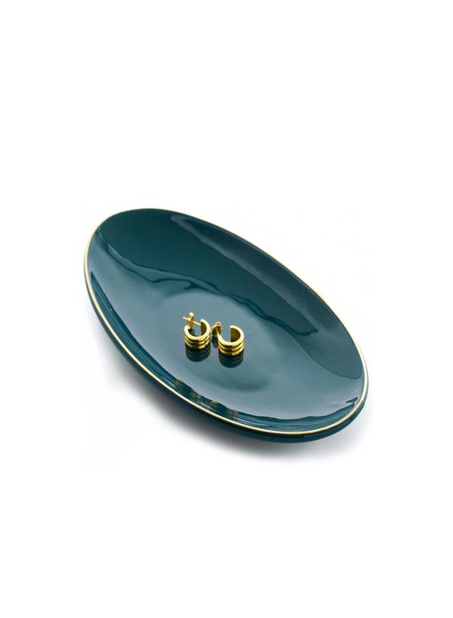 HANKOR Ceramic Key Bowl for Entryway Table, 7 x 4 Key Dish Tray Catch All Bowl, Small Decorative Bowl for Key Jewelry Ring, Green - Image 1