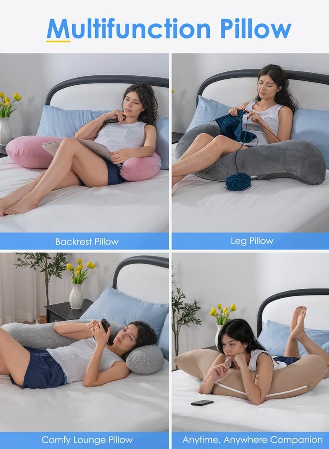 QUEEN ROSE Body Pillow, Full Body Support Pillow for Side Sleepers, Cooling Soft S Shaped Hug Pillow for Adults, Grey - Image 5