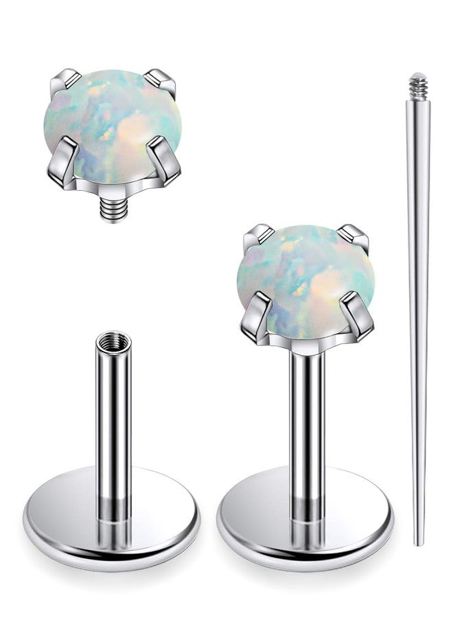 Ftovosyo 18g Nose Rings Studs Titanium Tragus Piercing Jewelry for Women Men Internally Threaded Opal Stud Piercing Jewelry for Conch Helix Lip Medusa Labret Top Size 2mm, Post Length 6mm - Image 1