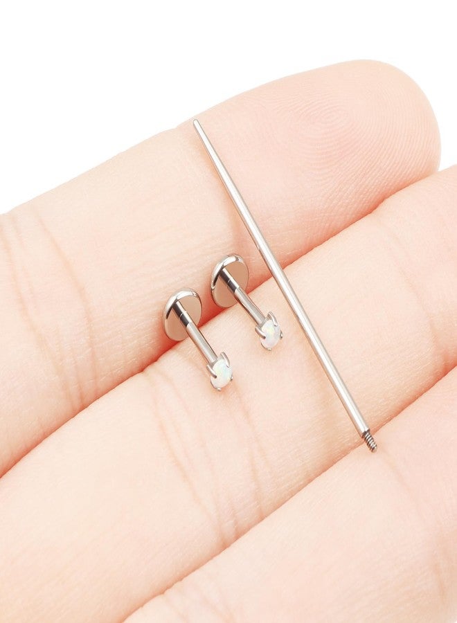 Ftovosyo 18g Nose Rings Studs Titanium Tragus Piercing Jewelry for Women Men Internally Threaded Opal Stud Piercing Jewelry for Conch Helix Lip Medusa Labret Top Size 2mm, Post Length 6mm - Image 5
