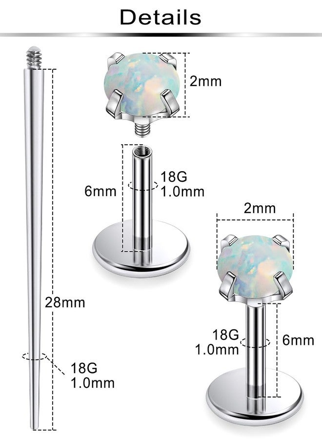 Ftovosyo 18g Nose Rings Studs Titanium Tragus Piercing Jewelry for Women Men Internally Threaded Opal Stud Piercing Jewelry for Conch Helix Lip Medusa Labret Top Size 2mm, Post Length 6mm - Image 2
