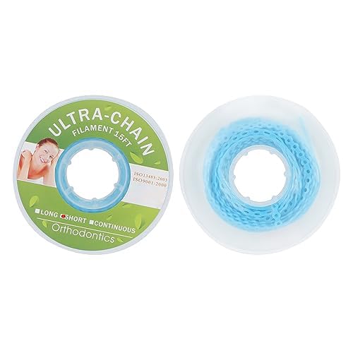 ANNWAH Dental Colorful Orthodontic Braces Rubber ChainsDental Rubber Chains for Braces Power Chains for Orthodontic TreatmentShortBlue 15