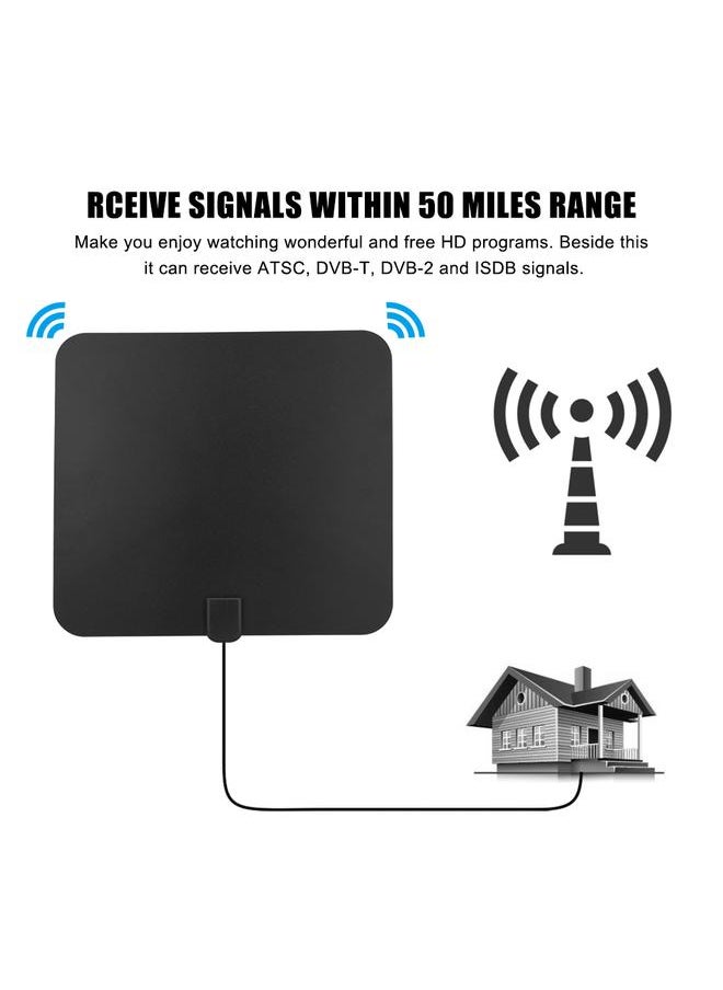 Thoraya - 50 Miles 25db Thin HDTV Digital Signal HD TV Indoor Antenna Flat with Amplifier VHF UHF - Image 1