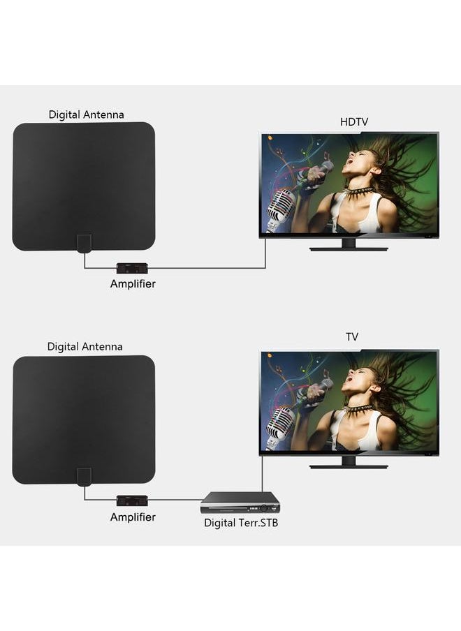 Thoraya - 50 Miles 25db Thin HDTV Digital Signal HD TV Indoor Antenna Flat with Amplifier VHF UHF - Image 1
