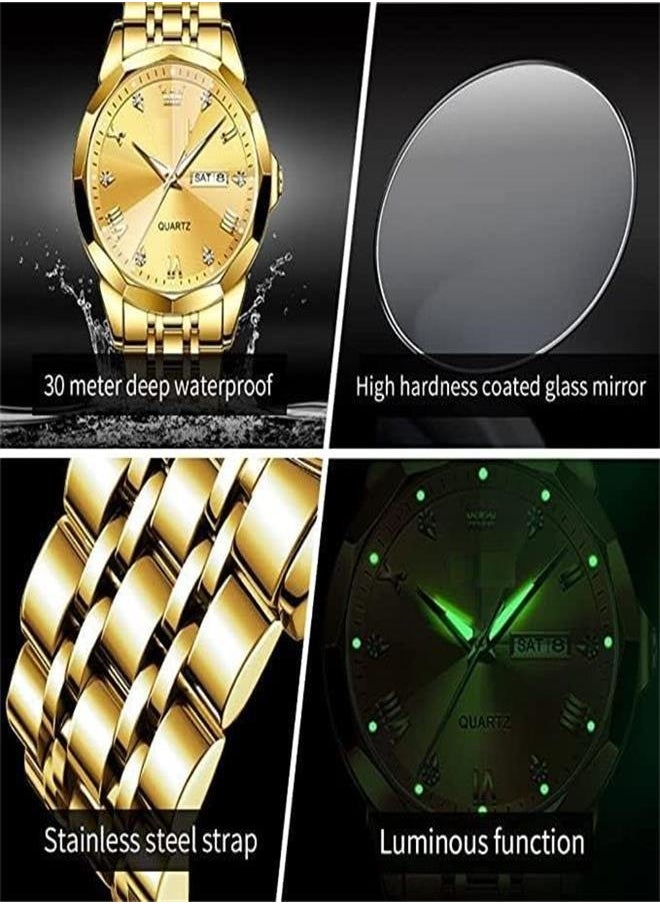 Generic - Men's Automatic Mechanical Quartz Watch with Night Light, Waterproof and Date Function (Gold) - Image 1