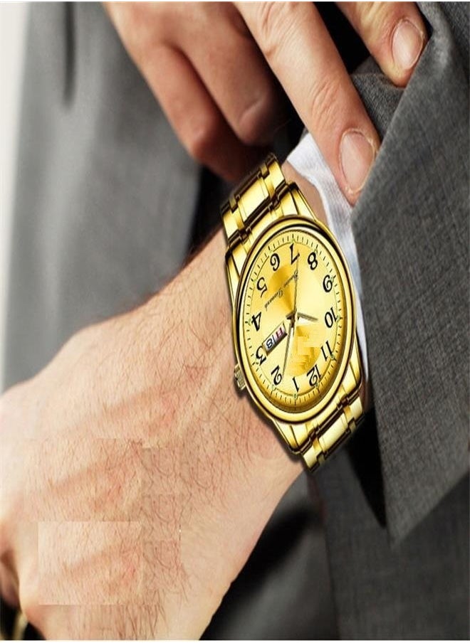 Generic - Men's Automatic Mechanical Quartz Watch with Night Light, Waterproof and Date Function (Gold) - Image 1