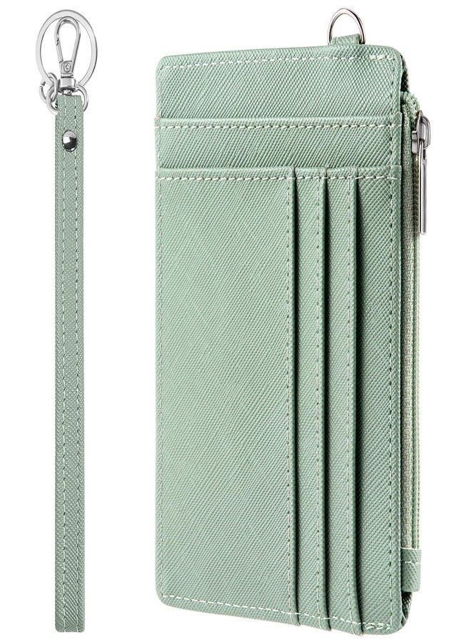 SEAVILIA Slim Wallet for Women RFID Credit Card Holder Minimalist Wristlet Wallets for Women With Keychain&Zipper - Image 1