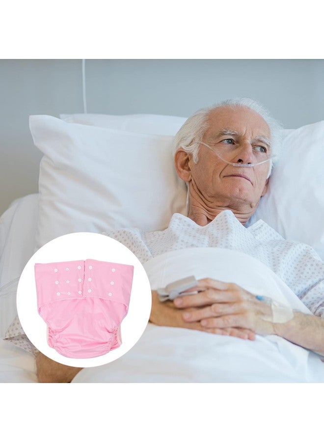 klarako Adult Cloth Diaper Waterproof Reusable Elderly Incontinence Protection Nappies Adjustable Breathable Underwear for Patients Old Man Pink - Image 2