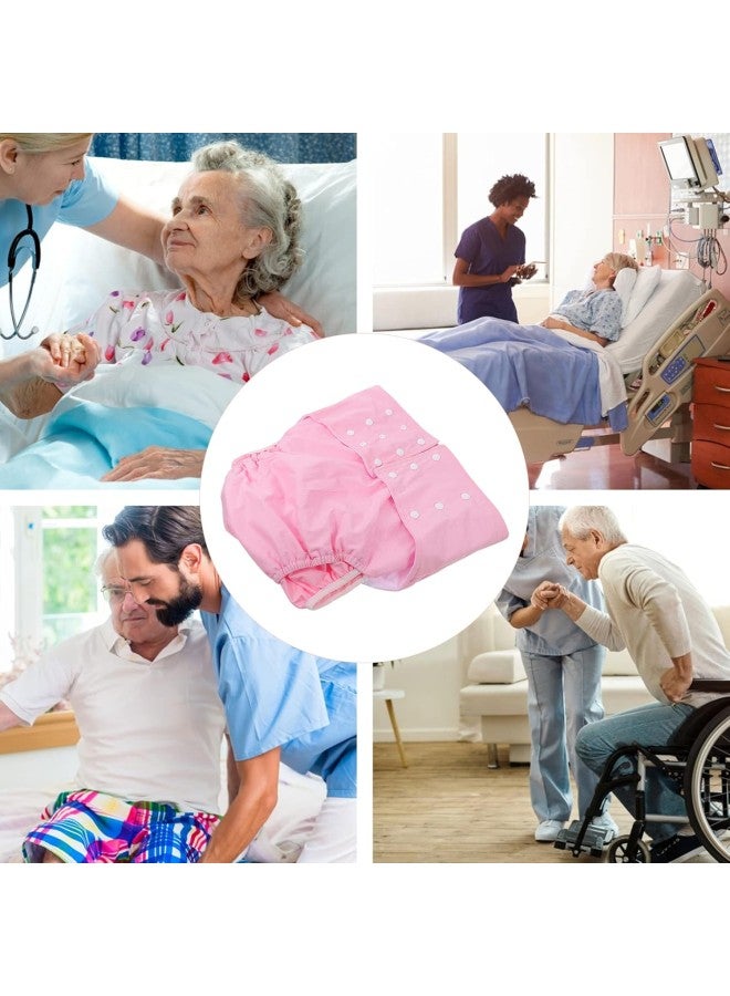 klarako Adult Cloth Diaper Waterproof Reusable Elderly Incontinence Protection Nappies Adjustable Breathable Underwear for Patients Old Man Pink - Image 4