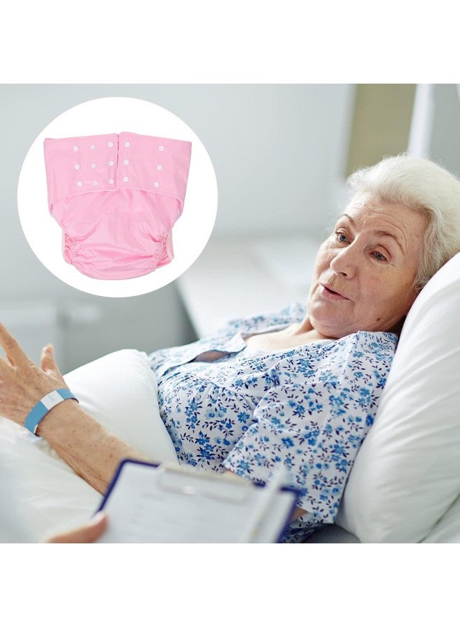 klarako Adult Cloth Diaper Waterproof Reusable Elderly Incontinence Protection Nappies Adjustable Breathable Underwear for Patients Old Man Pink - Image 5