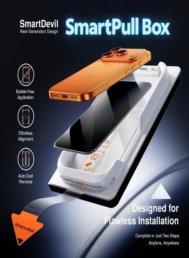 SMARTDEVIL 2 Pack Tempered Glass for iPhone 17 Pro Privacy Screen Protector, Military-Grade Shatterproof Protection, 9H Hardness, Anti-Spy Privacy Film, Fast & Easy Installation, Case Friendly Design - Image 4