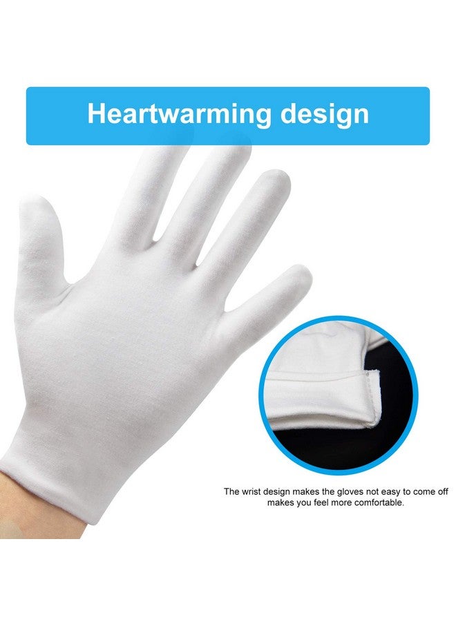 HMNYSOL 5Pairs(10Pcs) Moisturizing Gloves Overnight, Cotton Gloves for Dry Hands Eczema,White Cotton Gloves for Men and Women,Washable SPA Cotton Inspection Gloves, One Size Fit Most Cloth Gloves  - Image 3