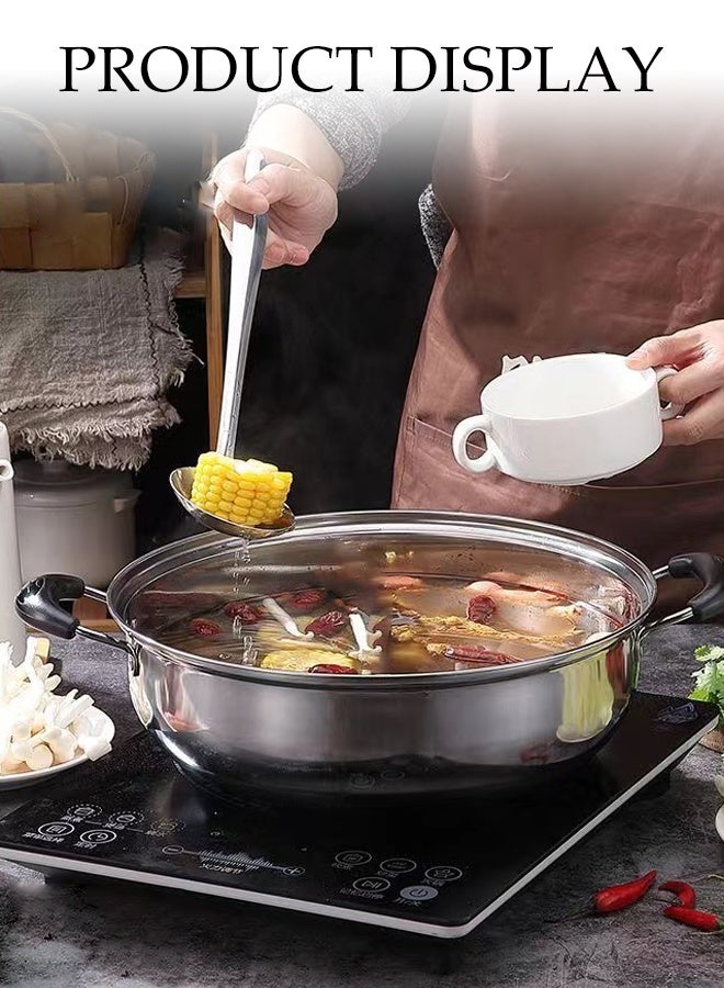 DUNISO Soup Pot with Glass Lid and Double Heat-proof Handle，Small Stainless Steel Small Pot for Cooking，Easy Clean & Rust Free，28 cm Diameter - Image 4