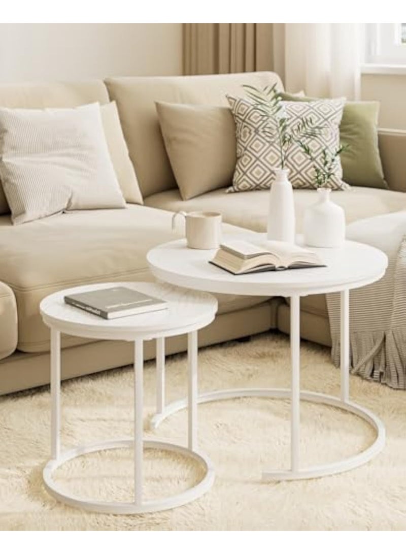 Apexll Modern Nesting Coffee Table Set – 2 Round Side Tables with Sturdy Metal Frame for Living Room, Bedroom, or Apartment - Image 1