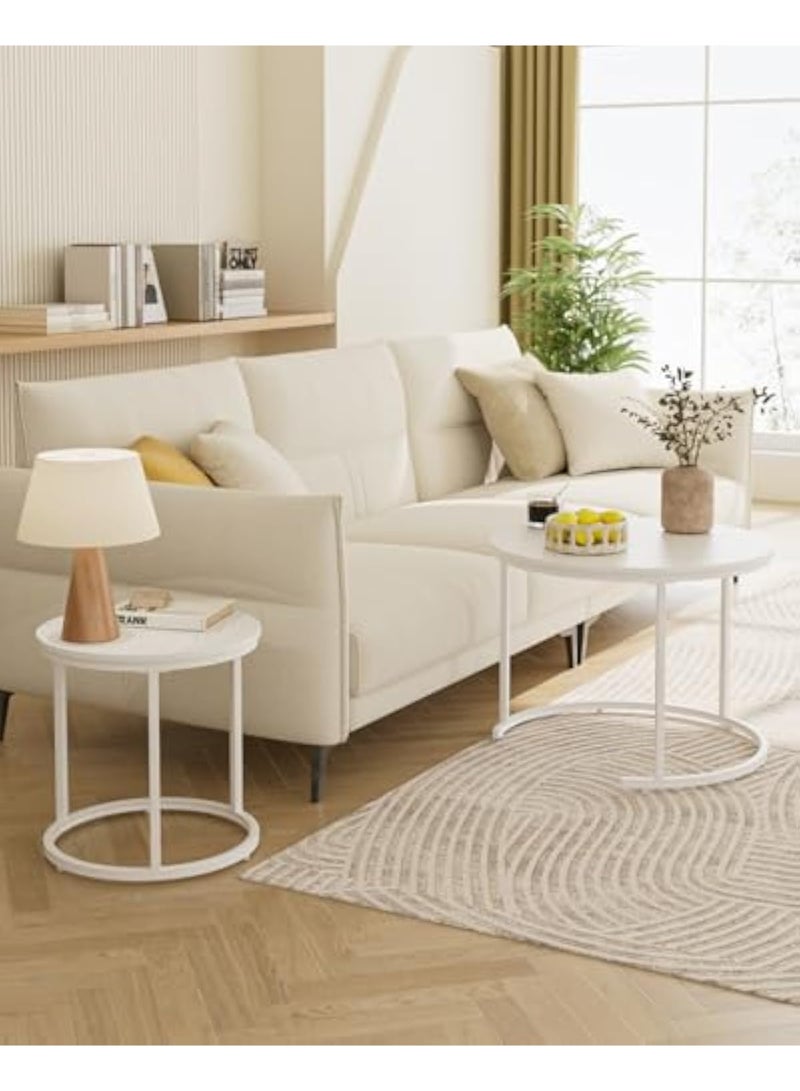 Apexll Modern Nesting Coffee Table Set – 2 Round Side Tables with Sturdy Metal Frame for Living Room, Bedroom, or Apartment - Image 3
