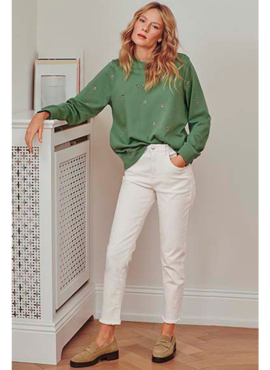 Tchibo Women Slim Fit Plain Non-Stretchable Jeans, Off White  - Image 1