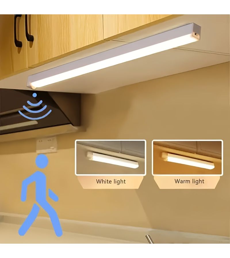 6 Pcs 50cm 19.69in White Rechargeable Motion Sensor Lights LED Cabinet Lighting Magnetic Mount USB Night Lights For Wardrobes Bedrooms Hallways Stairwells Kitchen - Image 5