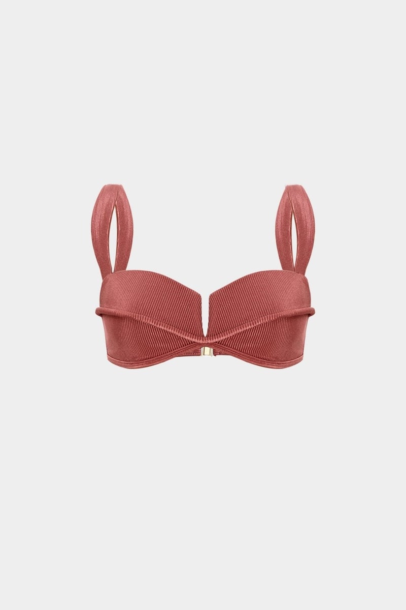 Açelya Okcu Acelya Okcu Premium Textured Piping Detailed Rhea Fit Women's Bikini Top  - Image 1