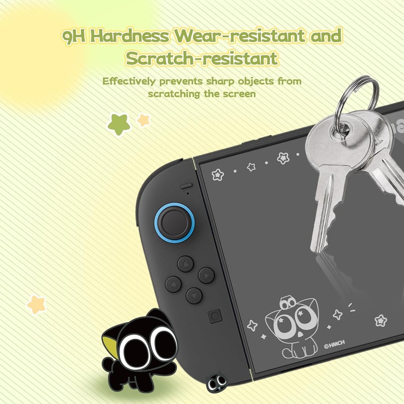 GeekShare حامي شاشة من الزجاج المقوى لجهاز Switch 2 بنمط مخفي - مصنوع من زجاج عالي الألومنيوم، يشتمل على إطار تحديد الموقع، ومقاومة للخدوش بدرجة 9H (مرئية عند إيقاف تشغيل الحامي) (عبوة واحدة) (سلسلة The Hei) - Image 4