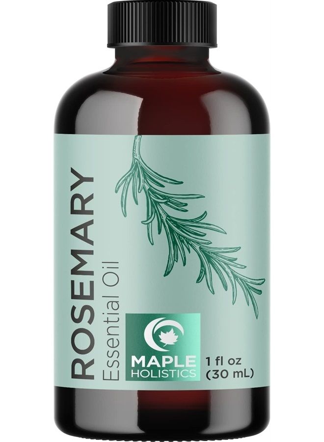 Maple Holistics Pure Rosemary Essential Oil for Aromatherapy - Pure Rosemary Oil for Hair Skin and Nails - Refreshing Rosemary Essential Oil for Diffusers Plus Dry Scalp Treatment and Hair Oil for Enhanced Shine - Image 1