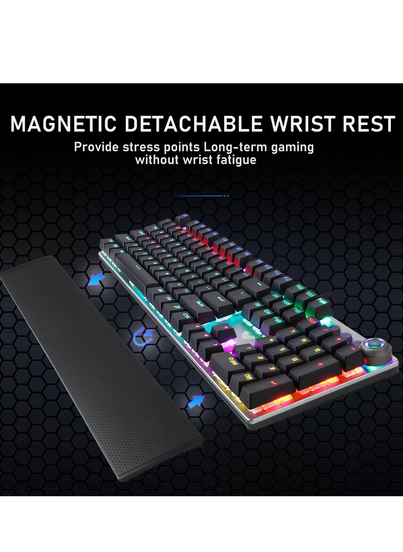 AULA Mechanical Gaming Keyboard NKRO with Wrist Rest RGB Backlit Volume/Lighting Control Knob Fully Programmable 108-Keys Anti-Ghosting Wired Computer Keyboards for Office/Games, Red Switch  - Image 5
