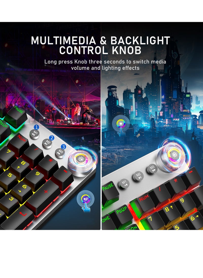 AULA Mechanical Gaming Keyboard NKRO with Wrist Rest RGB Backlit Volume/Lighting Control Knob Fully Programmable 108-Keys Anti-Ghosting Wired Computer Keyboards for Office/Games, Red Switch  - Image 4