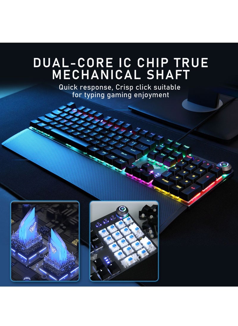 Mechanical Gaming Keyboard NKRO with Wrist Rest RGB Backlit Volume/Lighting Control Knob Fully Programmable 108-Keys Anti-Ghosting Wired Computer Keyboards for Office/Games, Red Switch - pzsku/Z944F96DFD5F2122AC20CZ/45/_/1661601915/9561ddf7-2145-477d-950d-9e1e79d8037d