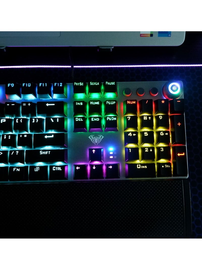 Mechanical Gaming Keyboard NKRO with Wrist Rest RGB Backlit Volume/Lighting Control Knob Fully Programmable 108-Keys Anti-Ghosting Wired Computer Keyboards for Office/Games, Red Switch - pzsku/Z944F96DFD5F2122AC20CZ/45/_/1661601915/cc385e68-68d6-4d14-ad13-9999735da880