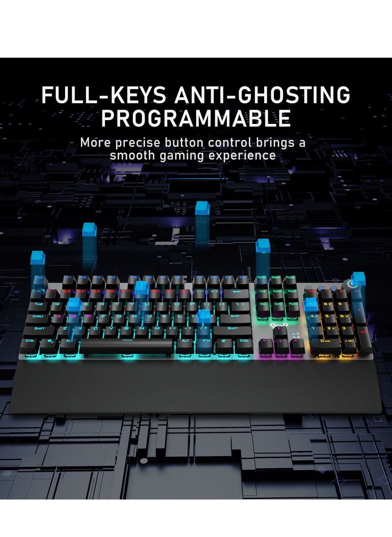 Mechanical Gaming Keyboard NKRO with Wrist Rest RGB Backlit Volume/Lighting Control Knob Fully Programmable 108-Keys Anti-Ghosting Wired Computer Keyboards for Office/Games, Red Switch - pzsku/Z944F96DFD5F2122AC20CZ/45/_/1661601916/e91c5559-44b1-4cc4-8d64-1ae8976f16e0